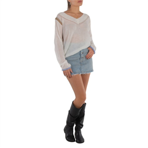 MM6 Maison Margiela blue frayed denim miniskirt