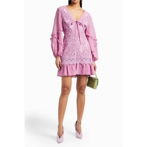 ALEXIS malicha crocheted lace and fil coupe georgette mini dress in purple