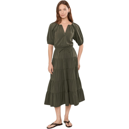 Womens Calvin Klein Puff Sleeve Commuter Tiered Midi