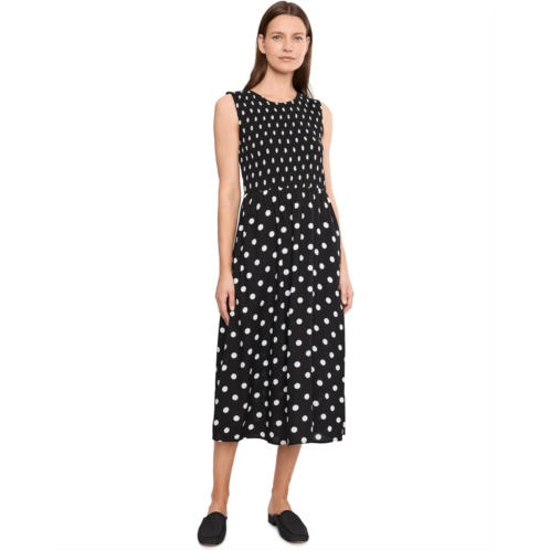 Womens Calvin Klein Sleeveless Smocked Polka Dot Midi