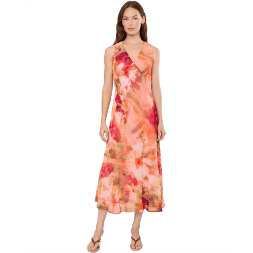 Womens Calvin Klein Sleeveless Floral Chiffon Ruffle Hem