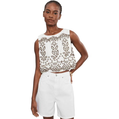 Madewell Embroidered Sleeveless Bubble Top in Poplin
