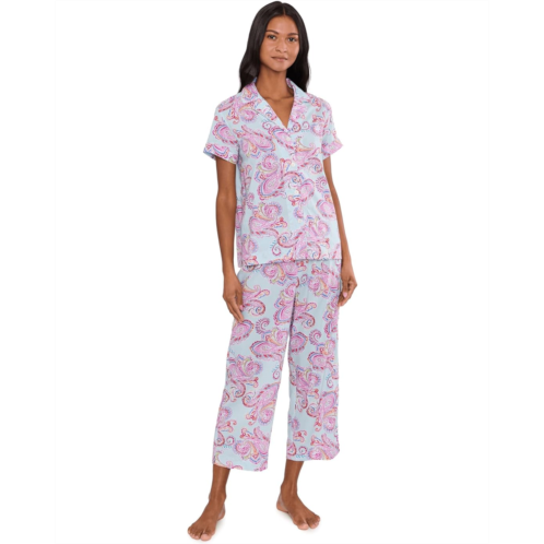 POLO RALPH LAUREN Short Sleeve Notch Collar Cropped Pants PJ Set