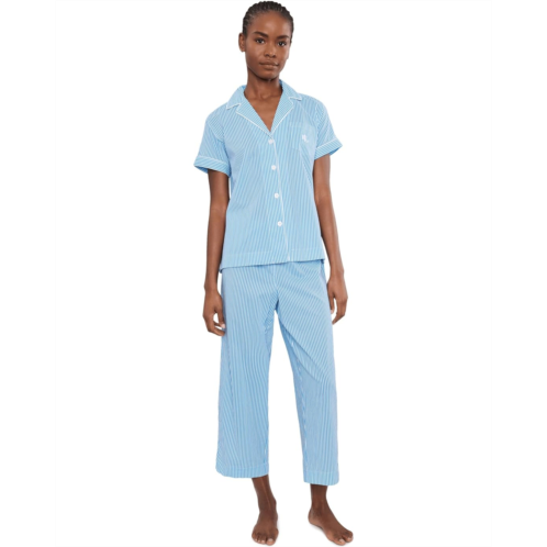 POLO RALPH LAUREN Short Sleeve Notch Collar Cropped Pants PJ Set