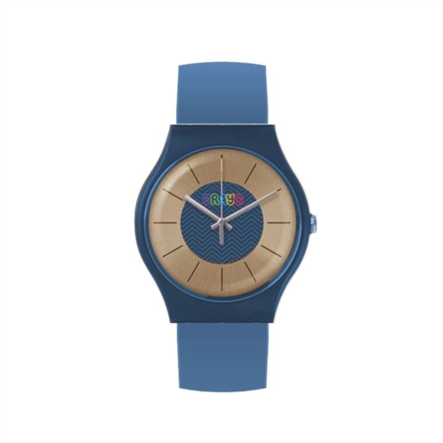 Crayo Trinity Gold Dial Powder Blue Leatherette Watch