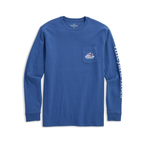 Mens Vineyard Vines Long Sleeve Pond Hockey Whale Pocket Tee