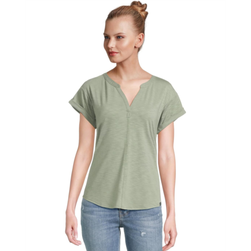 L.L.Bean Womens LLBean Streamside Tee Split-Neck Short Sleeve