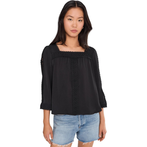 Vince Camuto Square Neck Lace Yoke Blouse