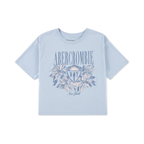 Girls abercrombie kids Floral NY Crest Tee (Big Kid)