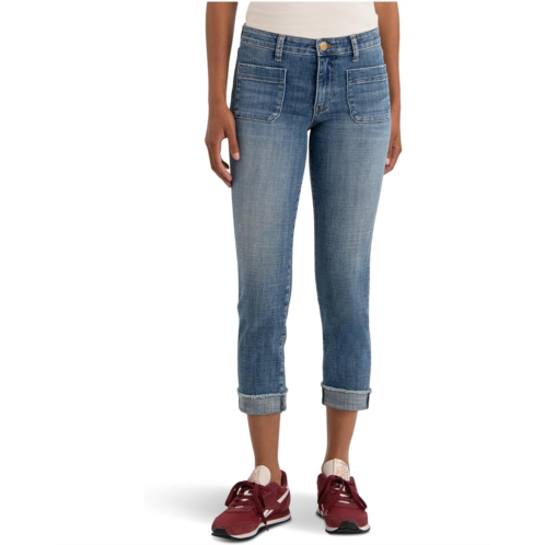 KUT from the Kloth Amy Crop Straight Leg- Roll Up Fray Front Patch Pockets
