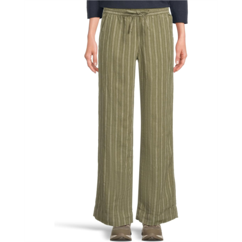 L.L.Bean Womens LLBean Premium Linen Breezy Striped Pull-On Pants