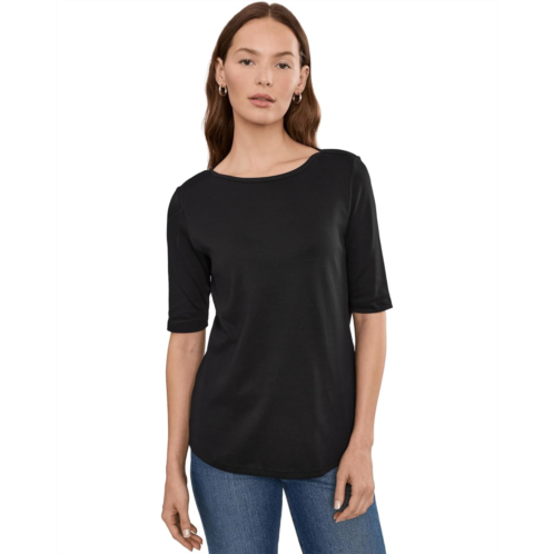 L.L.Bean Womens LLBean Pima Boatneck Elbow Sleeve Shirt