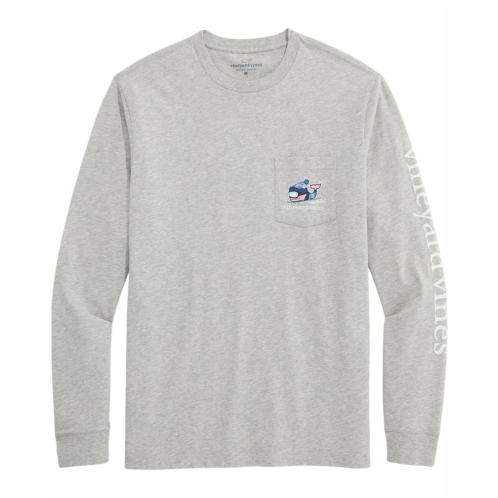 Mens Vineyard Vines Downhill Ski Whale Long Sleeve Pocket Tee