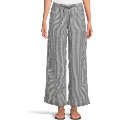 L.L.Bean Womens LLBean Premium Linen Breezy Striped Pull-On Pants