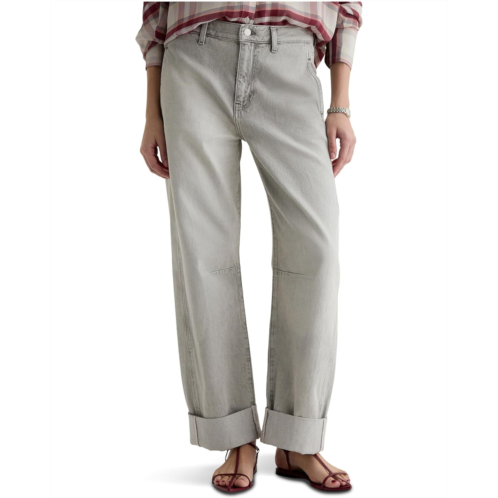 AG Jeans Mercer High-Rise Cuffed Barrel Jeans in Sensory
