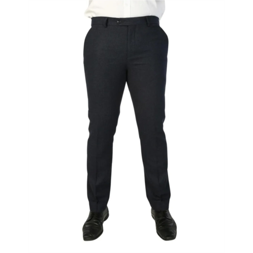 Oliver Tweed (Infinity Leather) mens navy blue wool blend Tweed formal trousers