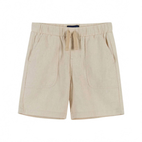 Andy & Evan boys chambray drawstring short in beige