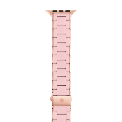 Michele womens 38/40/41mm and 42/44/45/49mm barely pink and pink stainless steel and silicone band for apple watch ms
