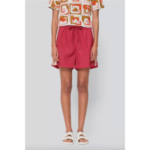 SEA avery crochet edge shorts in red