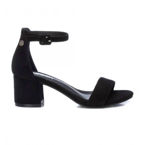 Xti womens block heel suede sandals in black