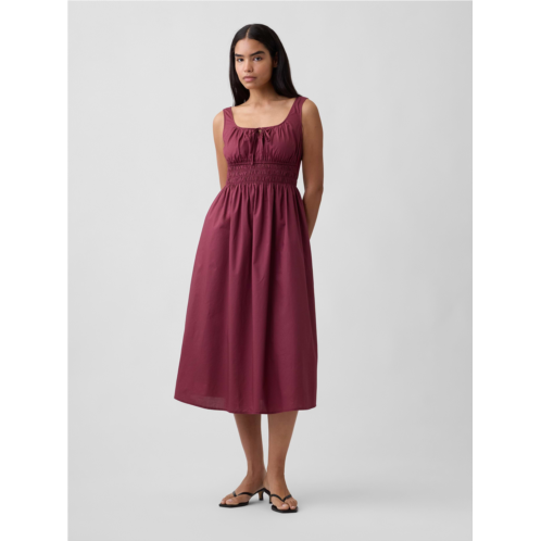Gap Smocked Tie-Front Midi Dress
