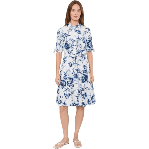 Womens Calvin Klein Short Sleeve Floral Cotton A-Line