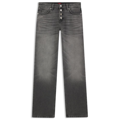 HUGO grey straight-fit jeans in rigid denim