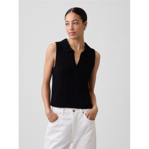 Gap Sleeveless Crochet Collared Top