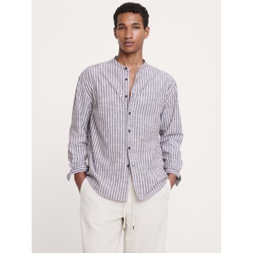 Bananarepublic Relaxed-Fit Cotton-Slub Banded-Collar Shirt