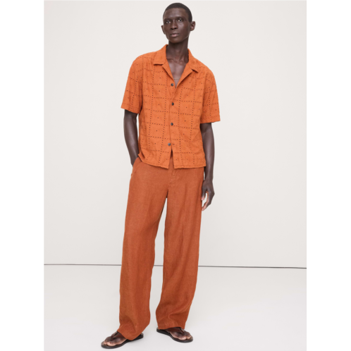 Bananarepublic Relaxed-Fit Embroidered Cotton Eyelet Resort Shirt
