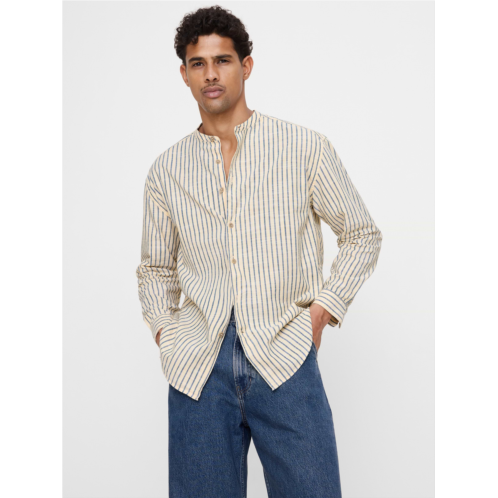 Bananarepublic Relaxed-Fit Cotton-Slub Banded-Collar Shirt