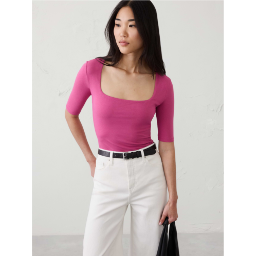 bananarepublic Soft Stretch Square-Neck Top