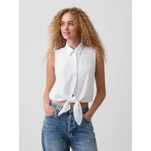Gap Relaxed Sleeveless Tie-Front Shirt