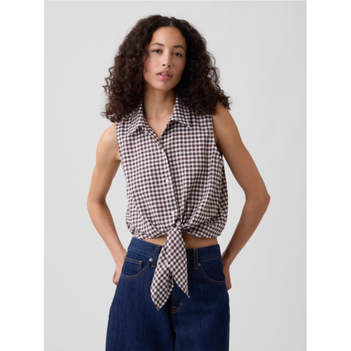Gap Relaxed Sleeveless Tie-Front Shirt