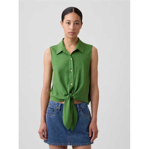 Gap Relaxed Sleeveless Tie-Front Shirt