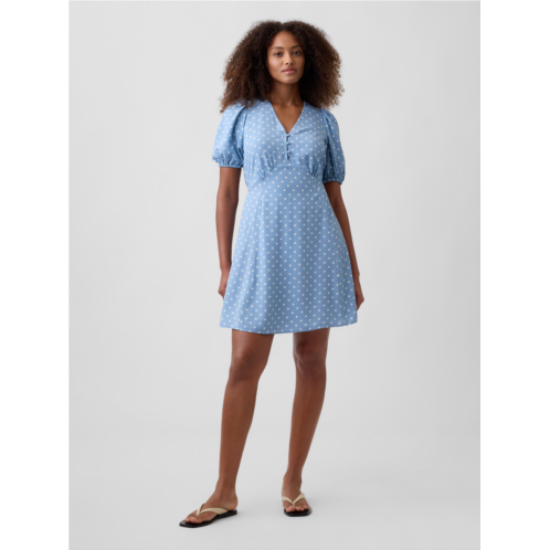 Gap Puff Sleeve V-Neck Mini Dress
