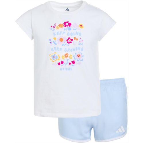 Adidas Kids Cap Sleeve Tee & Woven Shorts Set (Toddler/Little Kid)