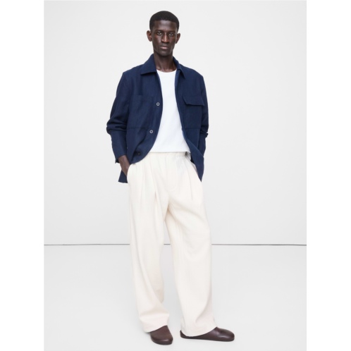 Bananarepublic Crinkle Cotton-Wool Pleated Pull-On Pant