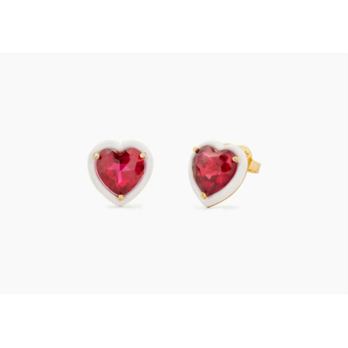 Kate Spade sweetheart statement studs in ruby/white