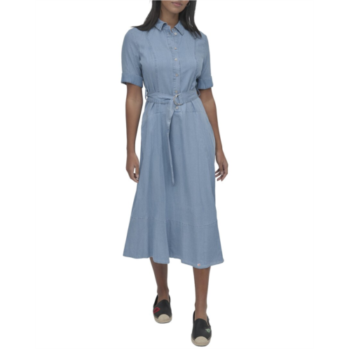DKNY dropped waist button front tencel dress