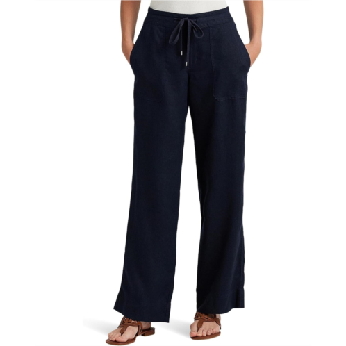 POLO Ralph Lauren Womens Lauren Ralph Lauren Petite Linen Wide-Leg Pants