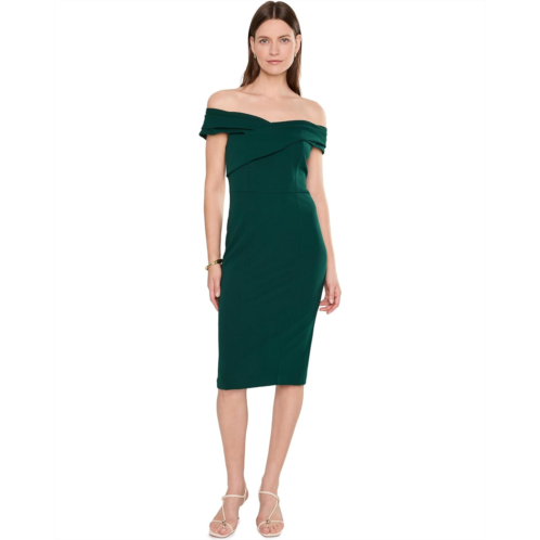 Womens Calvin Klein Cross Pleated Neck Sheath