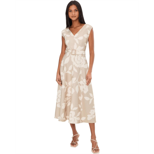 Womens Calvin Klein Sleevless Scuba Floral Belted Aline