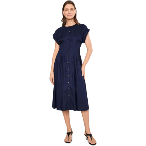 Womens Calvin Klein Cap Sleeve Solid Cotton A-Line Midi