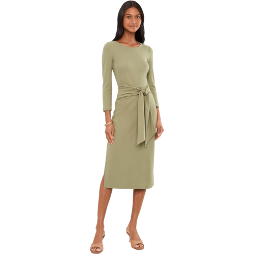 POLO Ralph Lauren Womens Lauren Ralph Lauren Tie-Front Cotton-Blend Crewneck Dress