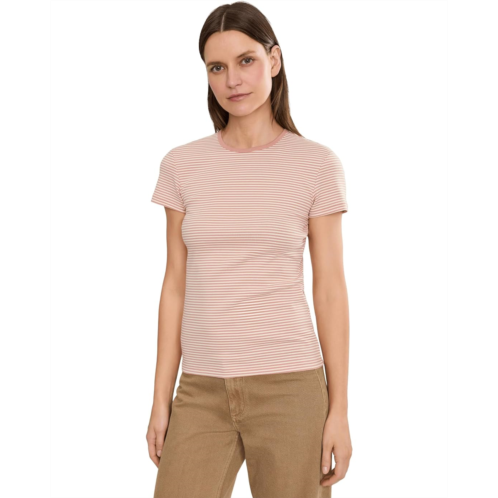POLO Ralph Lauren Womens Lauren Ralph Lauren Striped Rib-Knit Stretch Cotton Tee