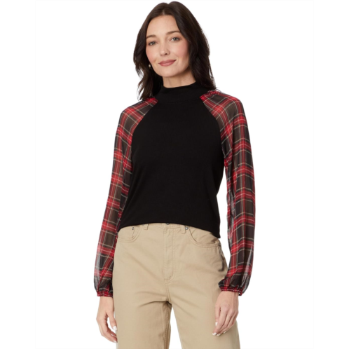 Womens Tommy Hilfiger Long Sleeve Mixed Media Top