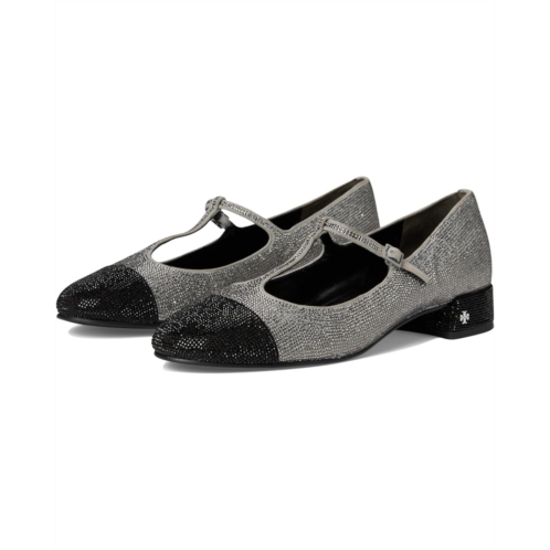 Womens Tory Burch Cap-Toe T-Strap Pave Heel Ballet 25 mm