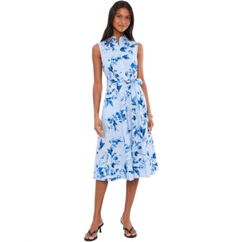 Womens Calvin Klein Sleeveless Self Tie Cotton A-Line Midi