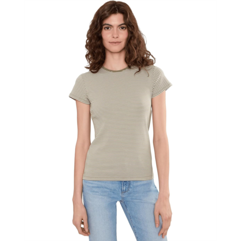 POLO Ralph Lauren Womens Lauren Ralph Lauren Striped Rib-Knit Stretch Cotton Tee